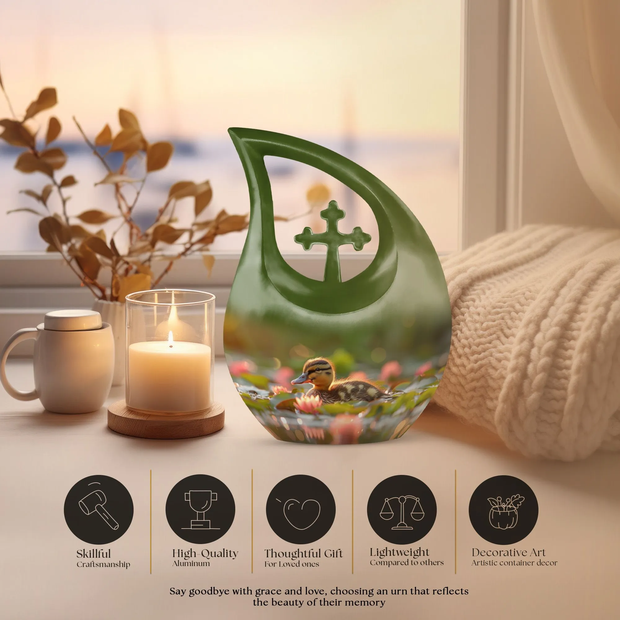 Duckling's Dusk Adventure Urn  For Human Ashes