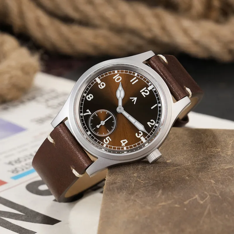★Early Bird★Militado Brown 36mm D12 Sapphire Crystal Field Watch
