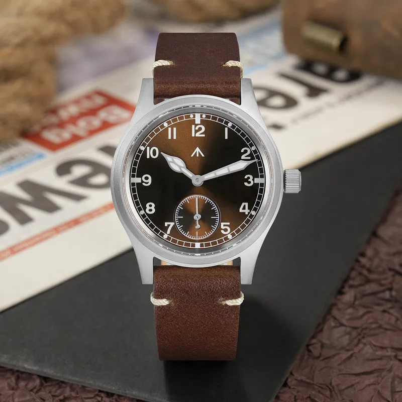 ★Early Bird★Militado Brown 36mm D12 Sapphire Crystal Field Watch