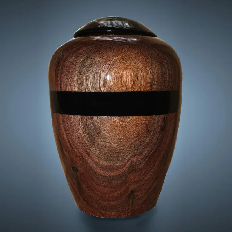 Elegance Hand Turned Rich Dark Walnut Wood Cremation Urn
