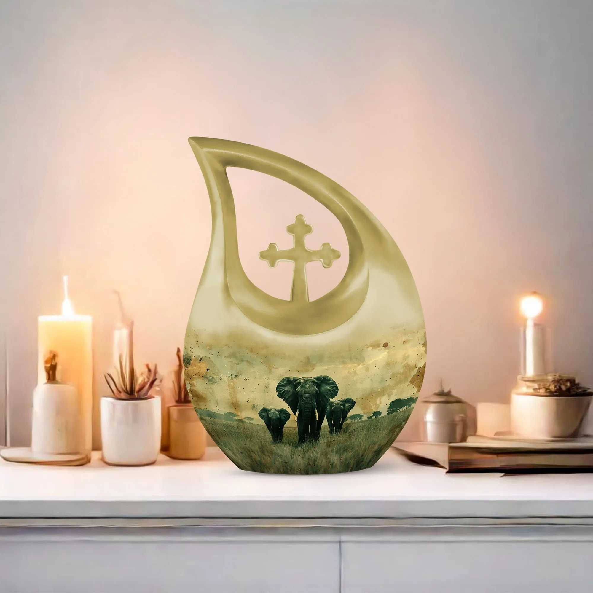 Elephant Family Tribute - Miniature Memorial Urn For Ashes