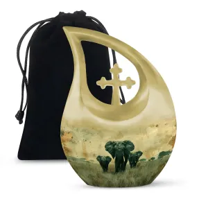 Elephant Family Tribute - Miniature Memorial Urn For Ashes