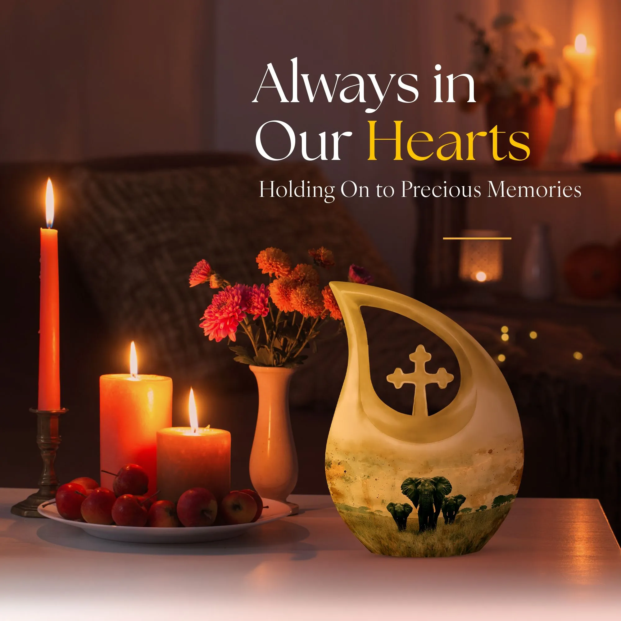 Elephant Family Tribute - Miniature Memorial Urn For Ashes