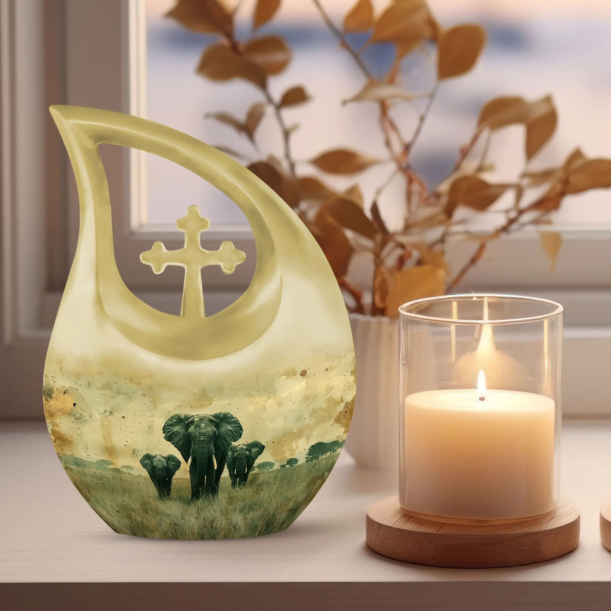 Elephant Family Tribute - Miniature Memorial Urn For Ashes