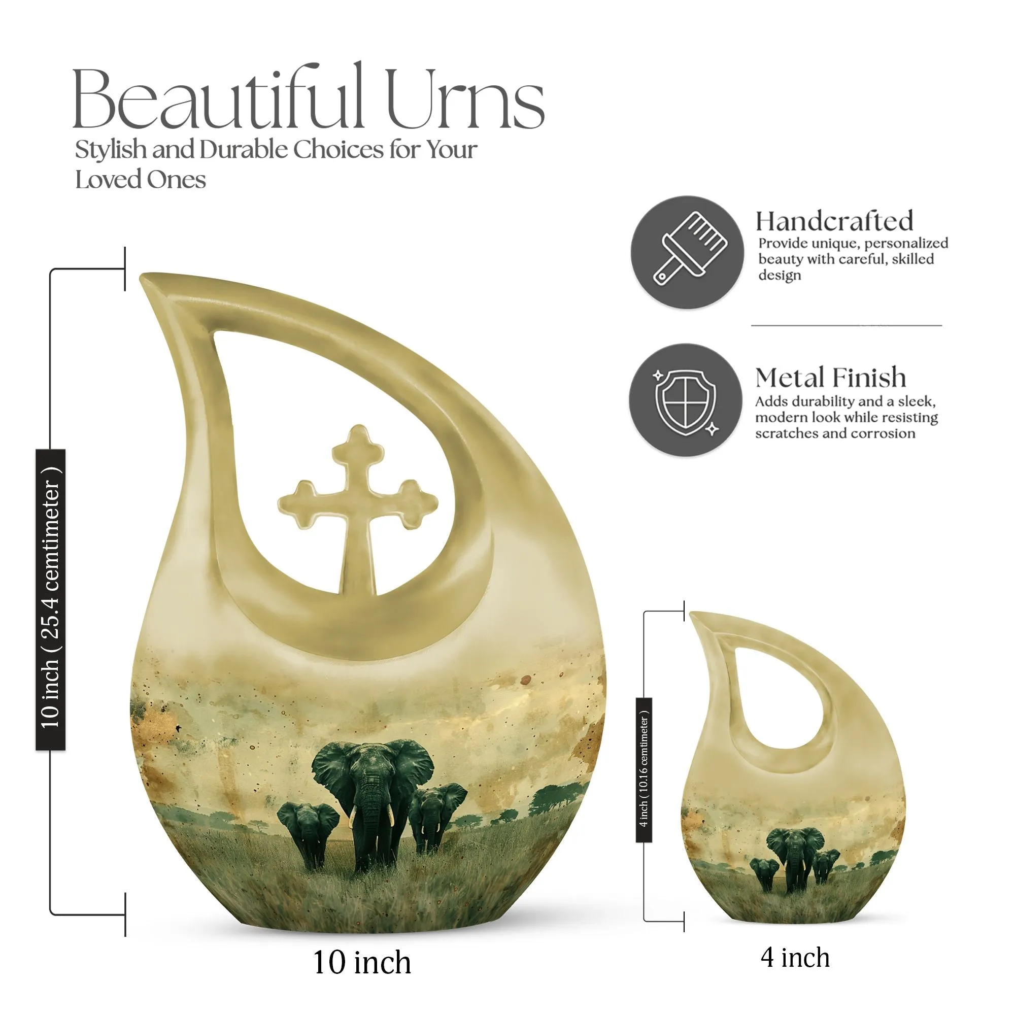 Elephant Family Tribute - Miniature Memorial Urn For Ashes