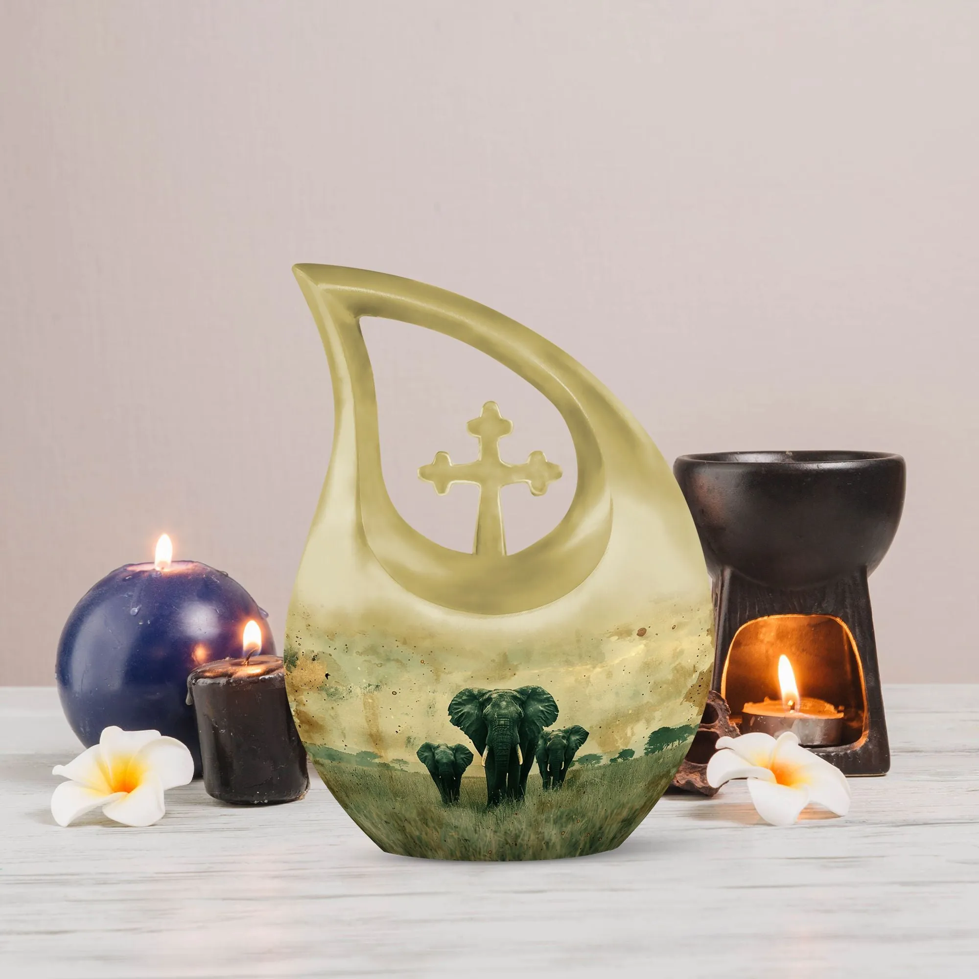 Elephant Family Tribute - Miniature Memorial Urn For Ashes