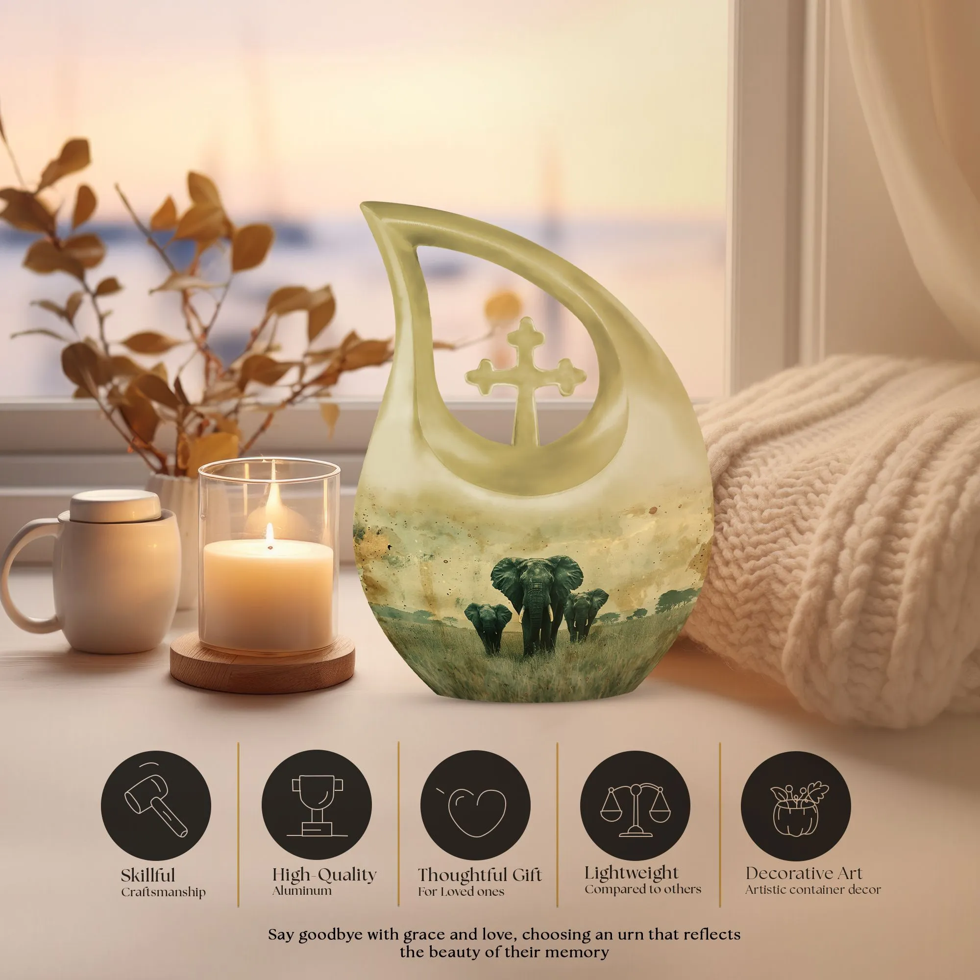 Elephant Family Tribute - Miniature Memorial Urn For Ashes