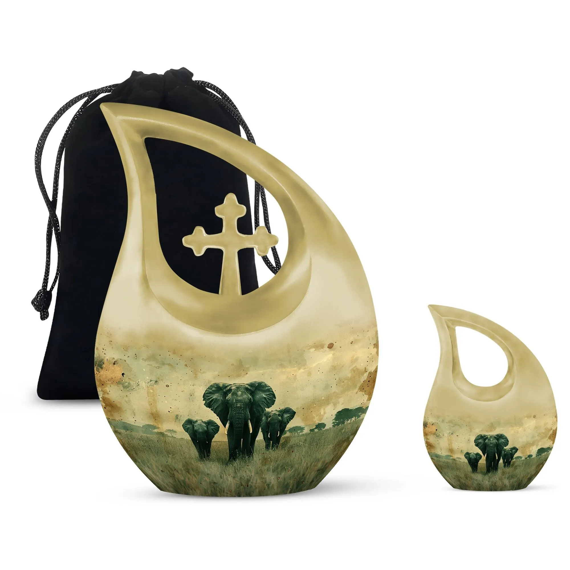 Elephant Family Tribute - Miniature Memorial Urn For Ashes