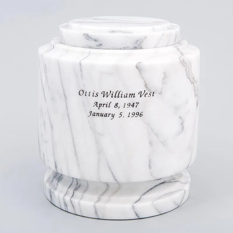 Estate II Natural Marble Cremation Urn in White