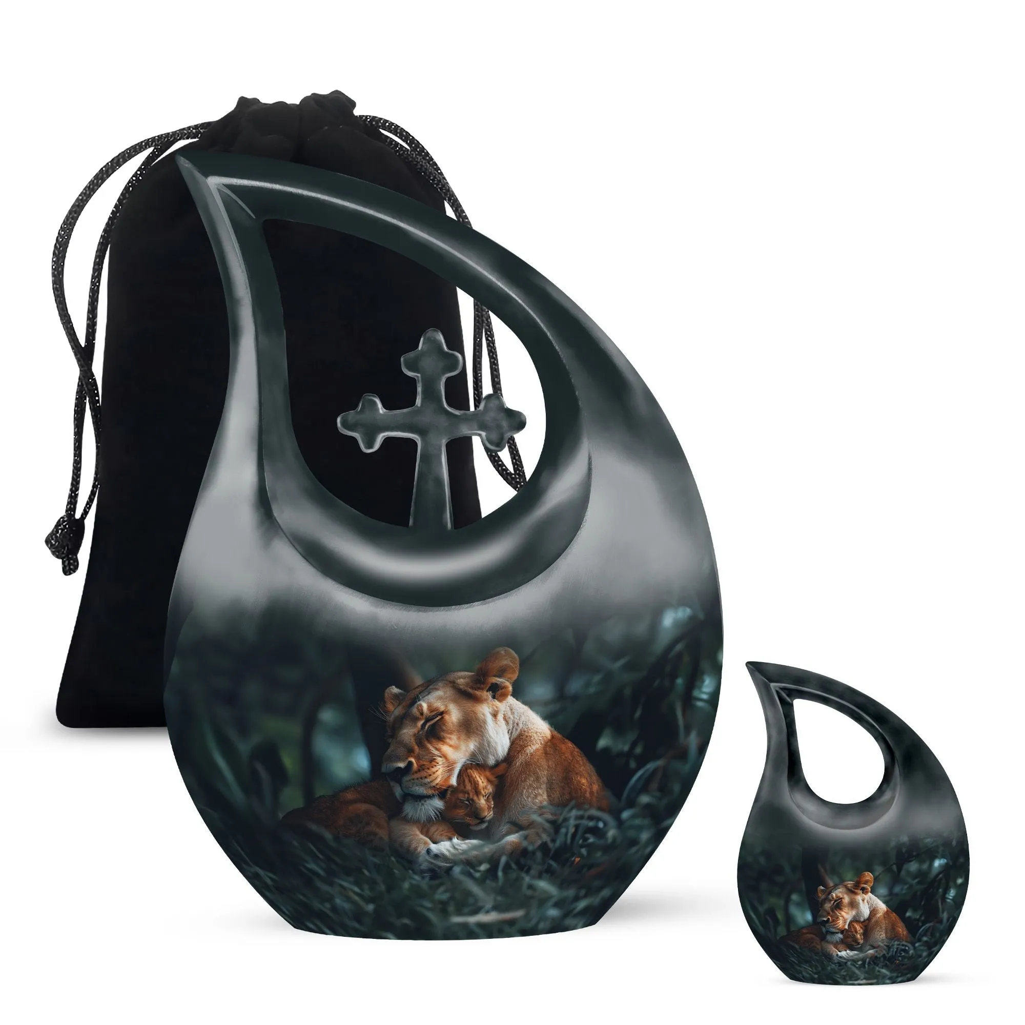 Eternal Lion : Resilient Aluminium Memorial Urn For Ashes