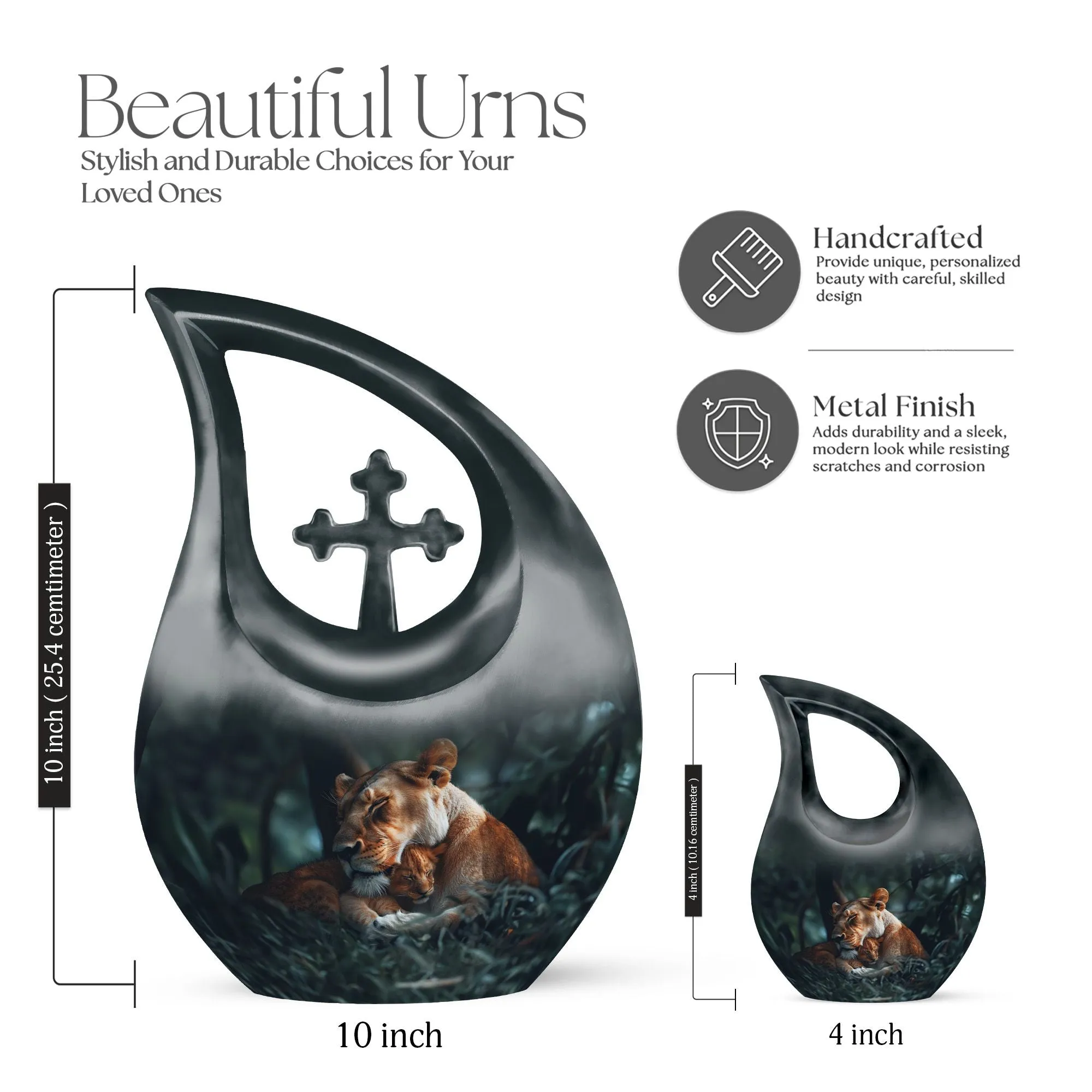 Eternal Lion : Resilient Aluminium Memorial Urn For Ashes