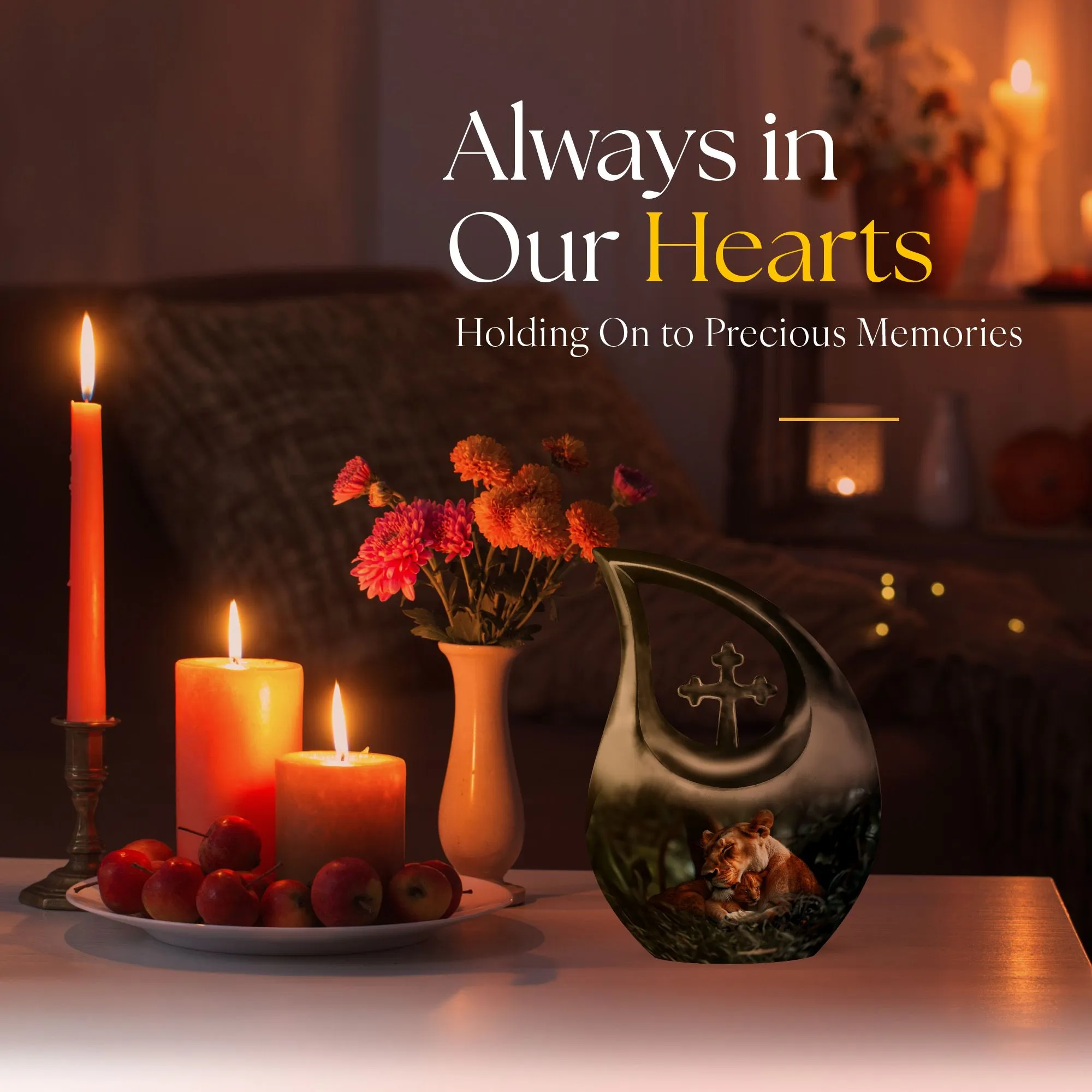 Eternal Lion : Resilient Aluminium Memorial Urn For Ashes