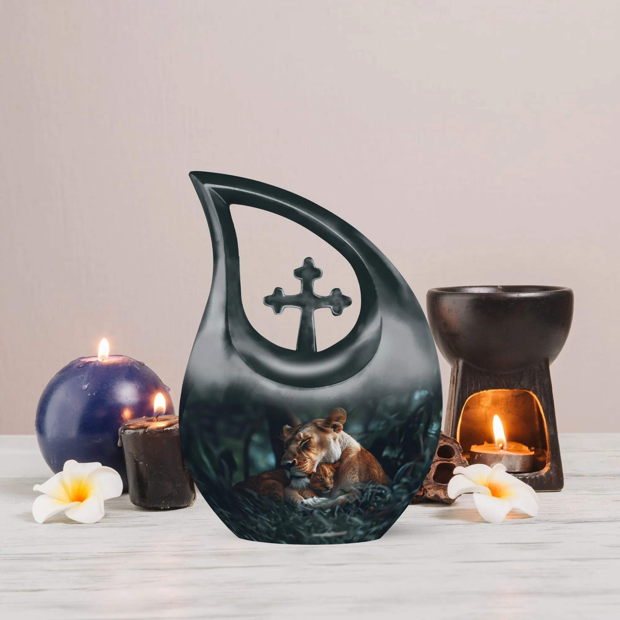 Eternal Lion : Resilient Aluminium Memorial Urn For Ashes