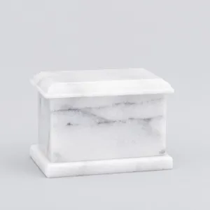 Evermore Rectangle Natural Marble Keepsake Urn in White
