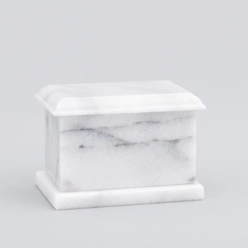 Evermore Rectangle Natural Marble Keepsake Urn in White