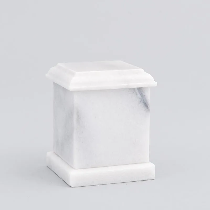 Evermore Square Natural Marble Keepsake Urn in White