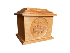 Extra Large Hand-Carved Farm Scene Cherry Urn