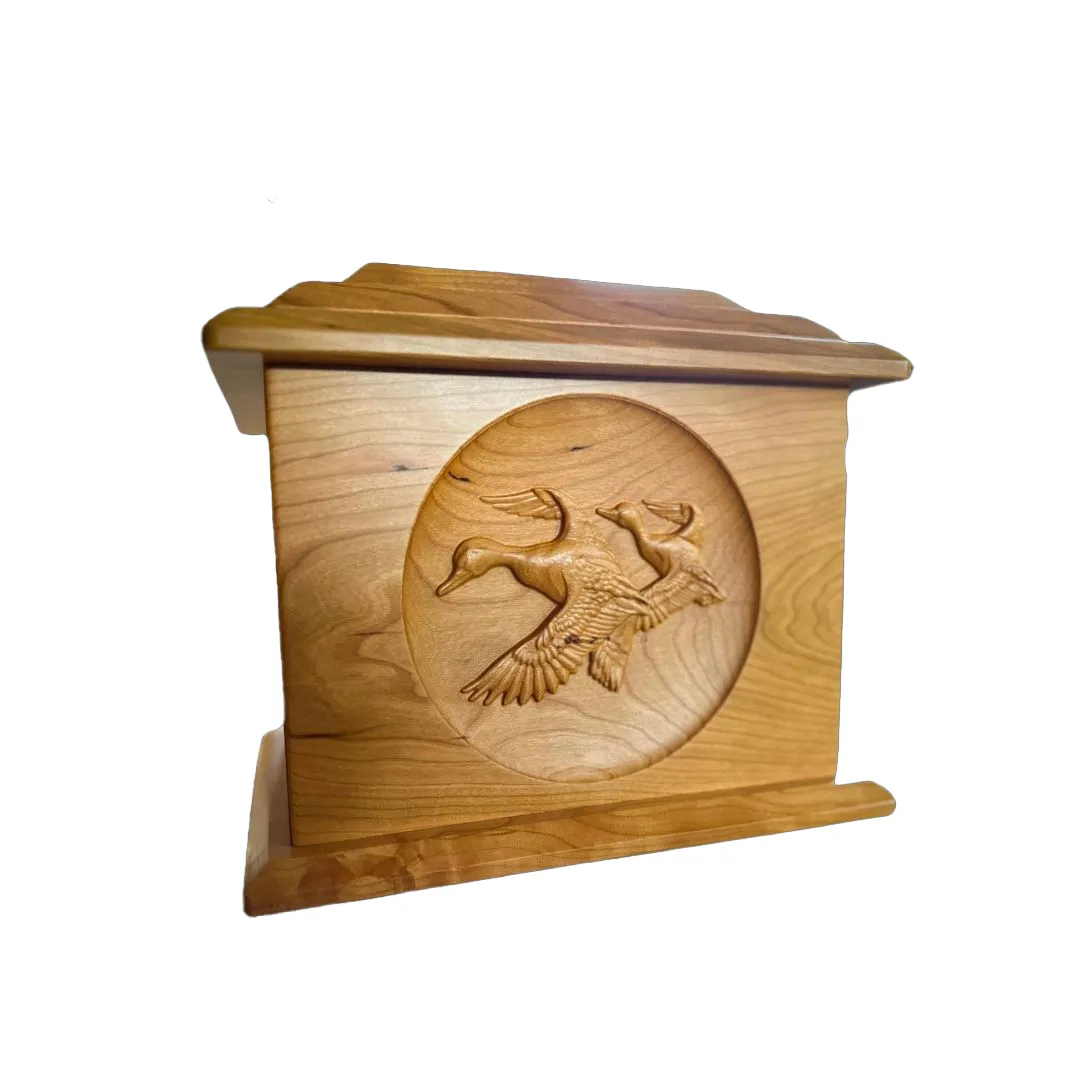 Extra Large Hand-Carved Mallards Cherry Urn