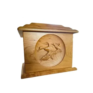 Extra Large Hand-Carved Mallards Cherry Urn