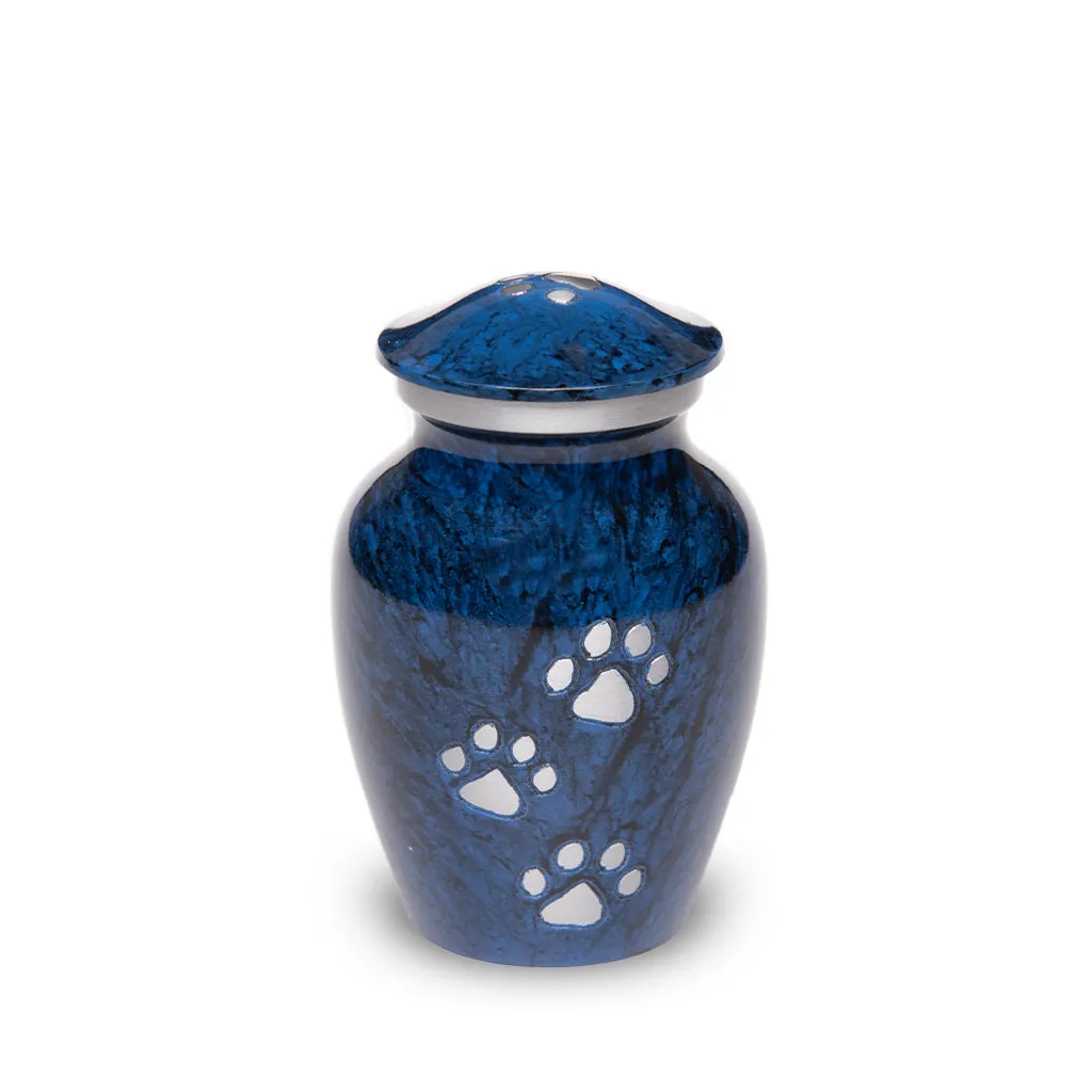 EXTRA SMALL Alloy Pet Urn - 1658 "Paws to Heaven" - Marbled Stone Finish