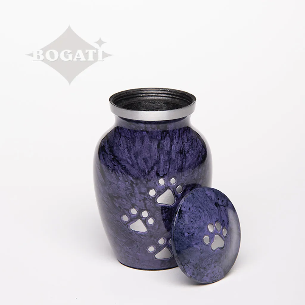 EXTRA SMALL Alloy Pet Urn - 1658 "Paws to Heaven" - Marbled Stone Finish