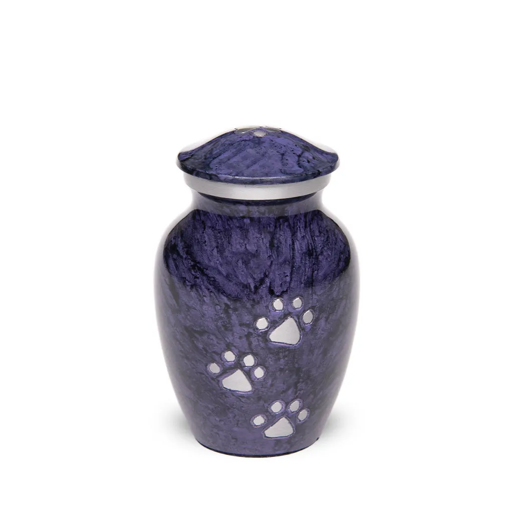 EXTRA SMALL Alloy Pet Urn - 1658 "Paws to Heaven" - Marbled Stone Finish
