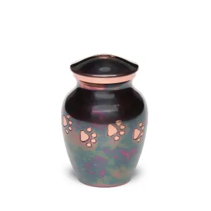 EXTRA SMALL Brass Pet Urn -1649  "Forever Paw" - Raku finish