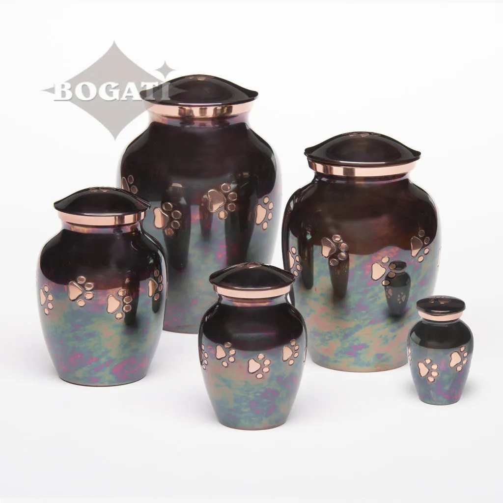 EXTRA SMALL Brass Pet Urn -1649  "Forever Paw" - Raku finish