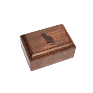 EXTRA SMALL Rosewood Urn  -2705- Bevel Edge - Cat Silhouette