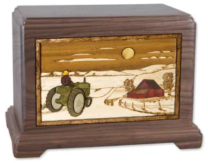 Farm Tractor Cremation Urn with Dimensional Wood Inlay