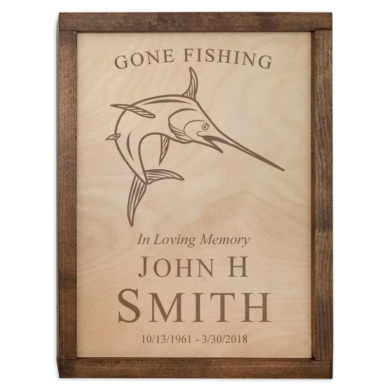 Fish Urn Wall Mounted Wood Cremation Urn Plaque