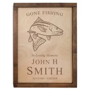Fish Urn Wall Mounted Wood Cremation Urn Plaque