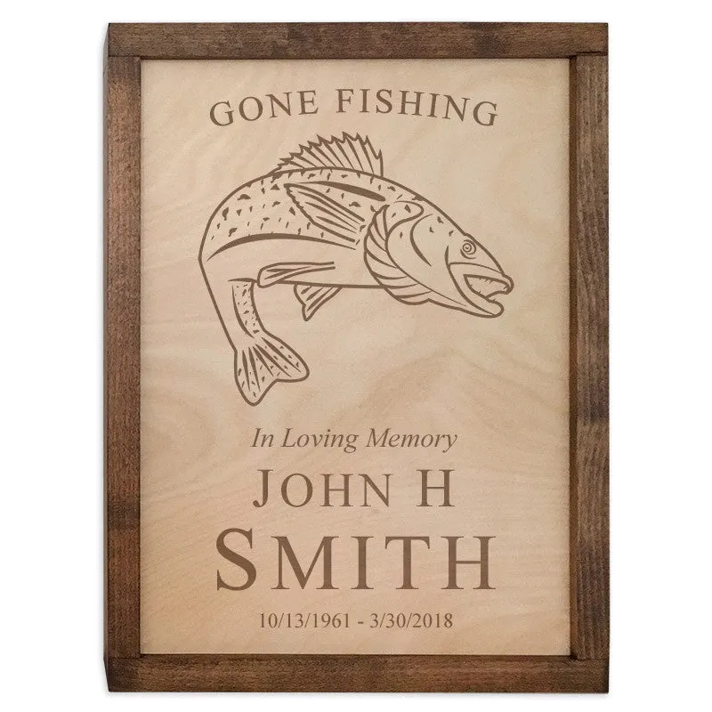 Fish Urn Wall Mounted Wood Cremation Urn Plaque
