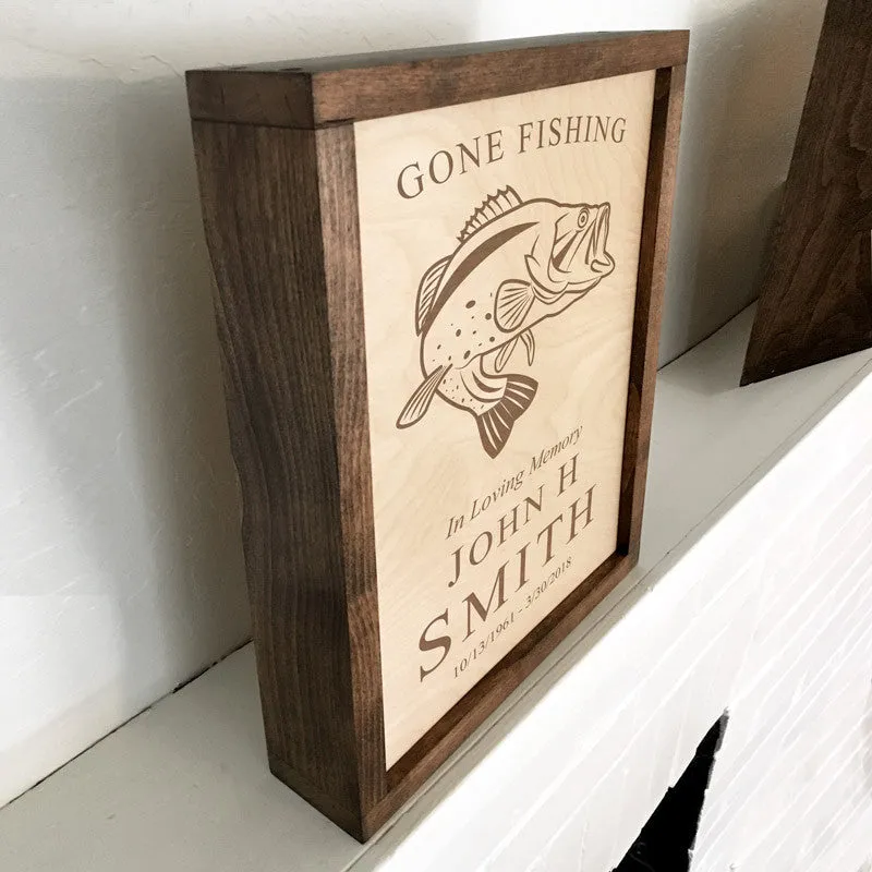 Fish Urn Wall Mounted Wood Cremation Urn Plaque