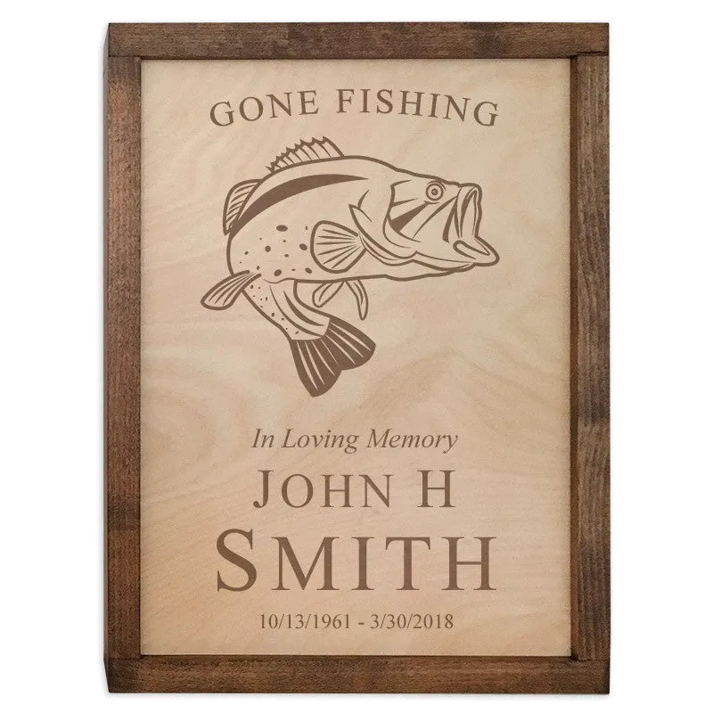 Fish Urn Wall Mounted Wood Cremation Urn Plaque