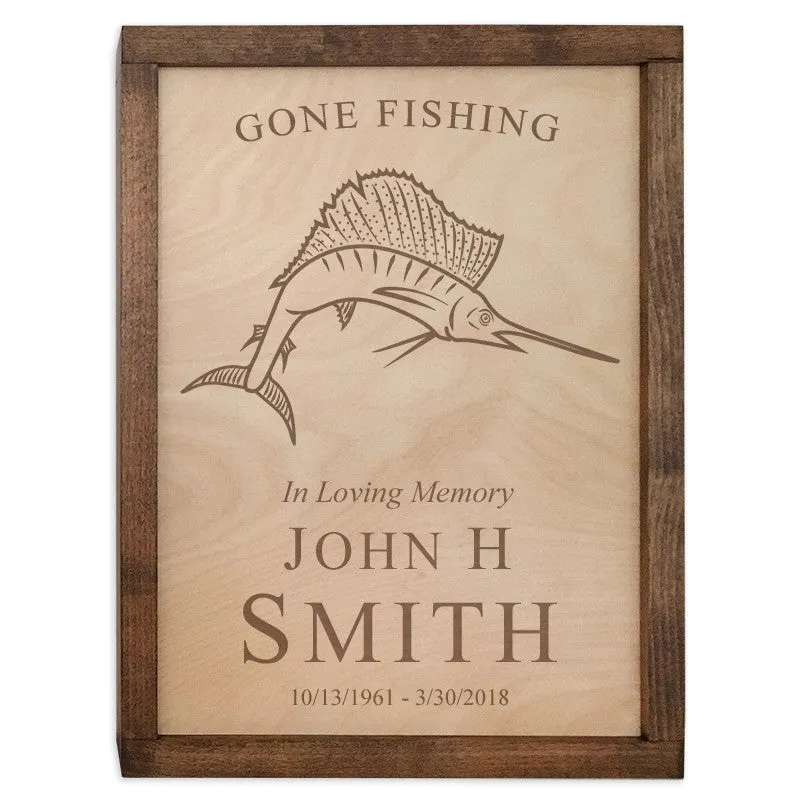 Fish Urn Wall Mounted Wood Cremation Urn Plaque
