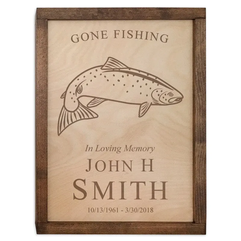 Fish Urn Wall Mounted Wood Cremation Urn Plaque