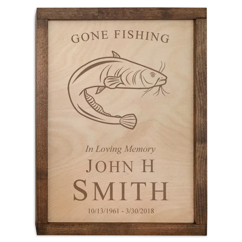 Fish Urn Wall Mounted Wood Cremation Urn Plaque