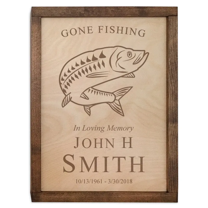 Fish Urn Wall Mounted Wood Cremation Urn Plaque
