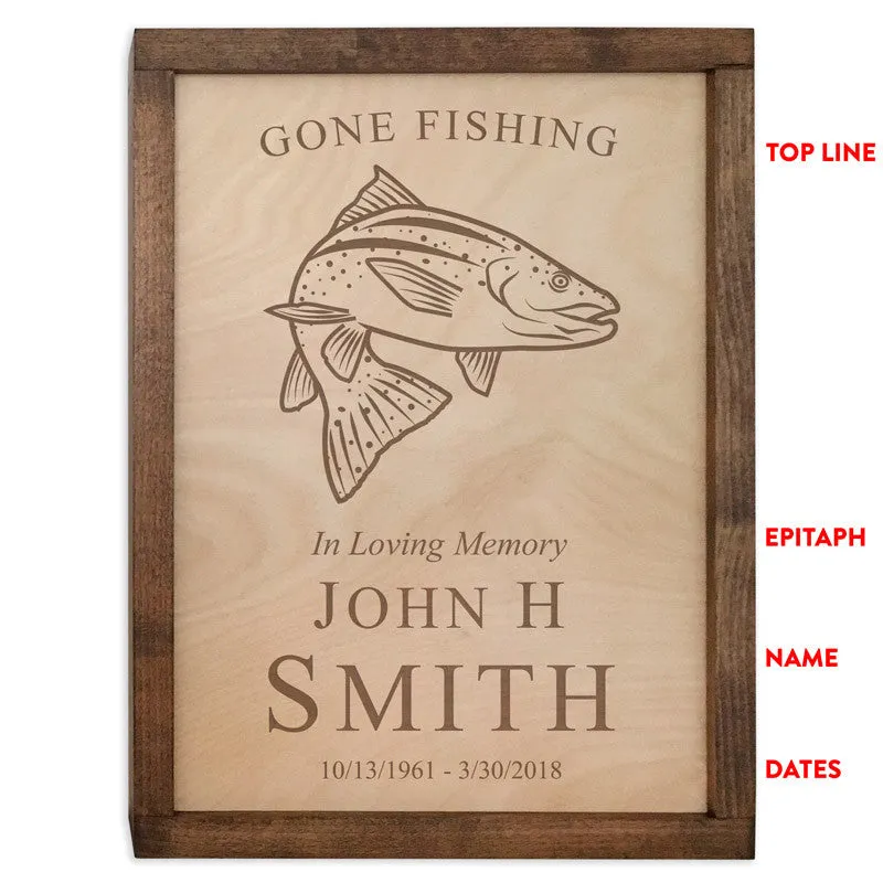 Fish Urn Wall Mounted Wood Cremation Urn Plaque