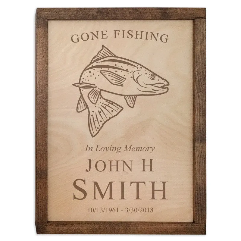 Fish Urn Wall Mounted Wood Cremation Urn Plaque