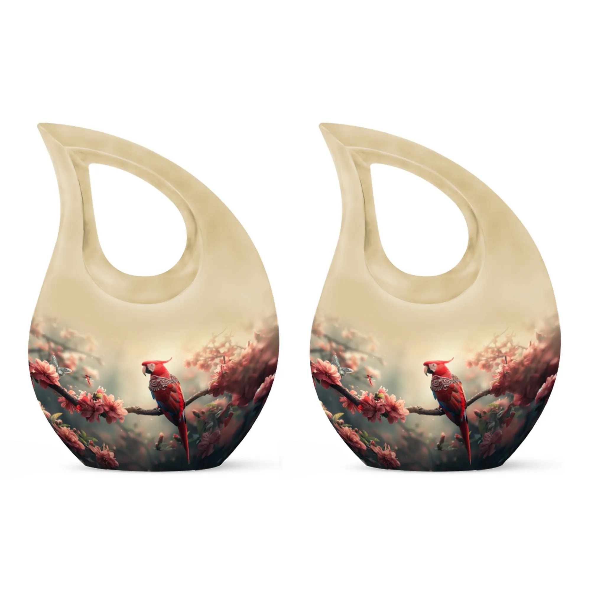 Floral Scarlet Tribute - Elegant Memorial Urn Designed for Women