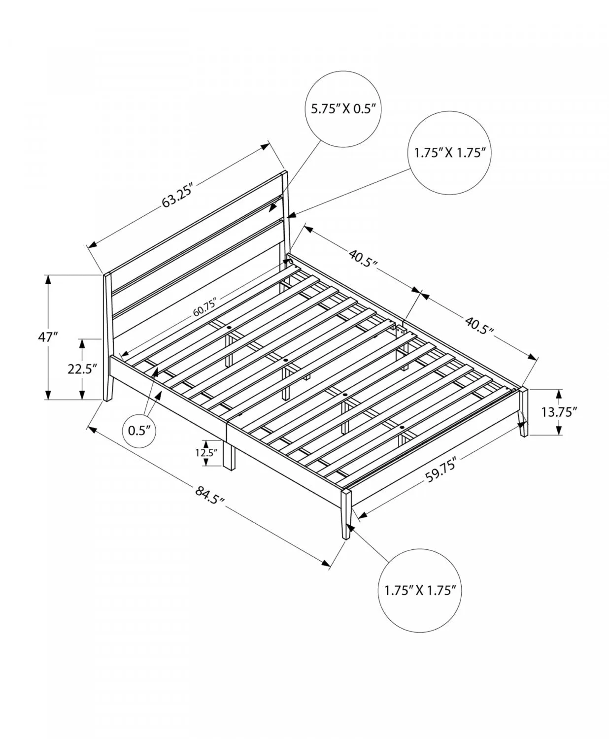 Florence Queen Bed - Grey