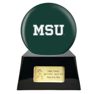 Football Cremation Urn with Optional MSU Spartans Ball Decor and Custom Metal Plaque