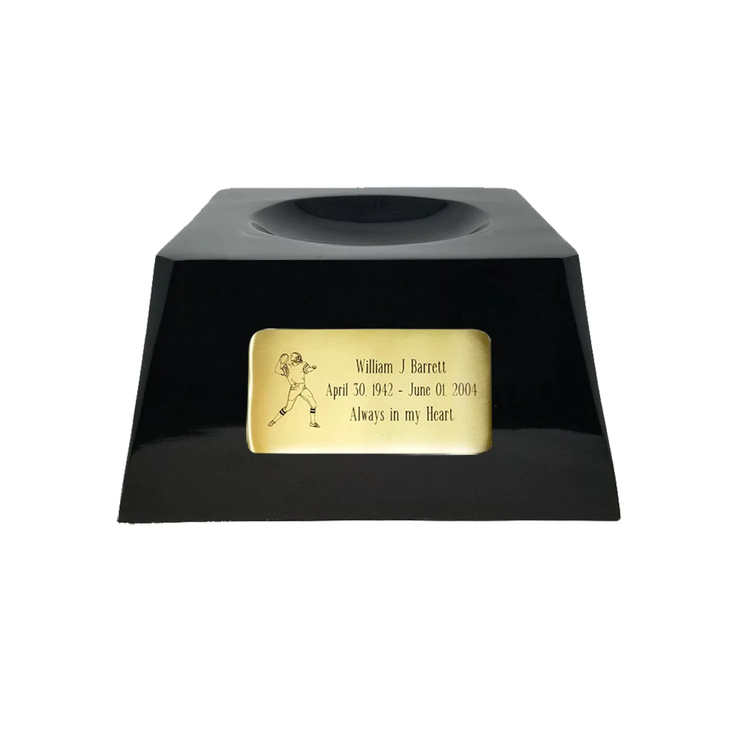Football Cremation Urn with Optional MSU Spartans Ball Decor and Custom Metal Plaque