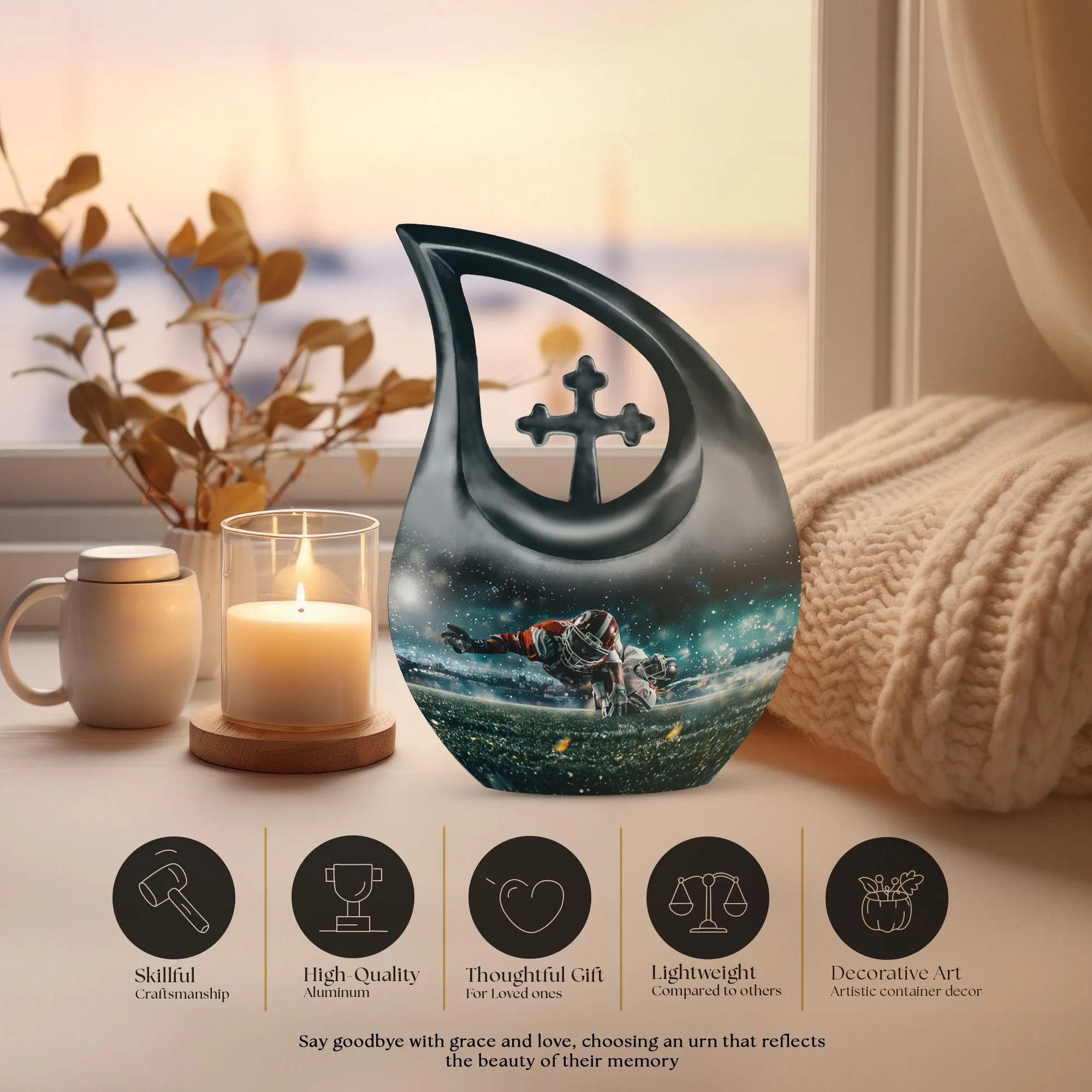Football Urn : Custom  Memorial Urn For Human Ashes
