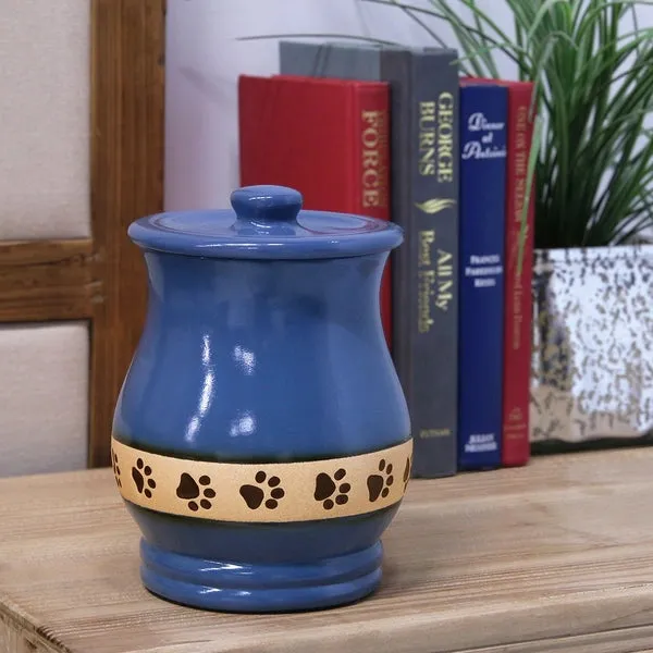 Friendship Paw Print Cremation Urn | Ceramic | Petite Size For Dog or Cat | Holds up to a 25 # Pet