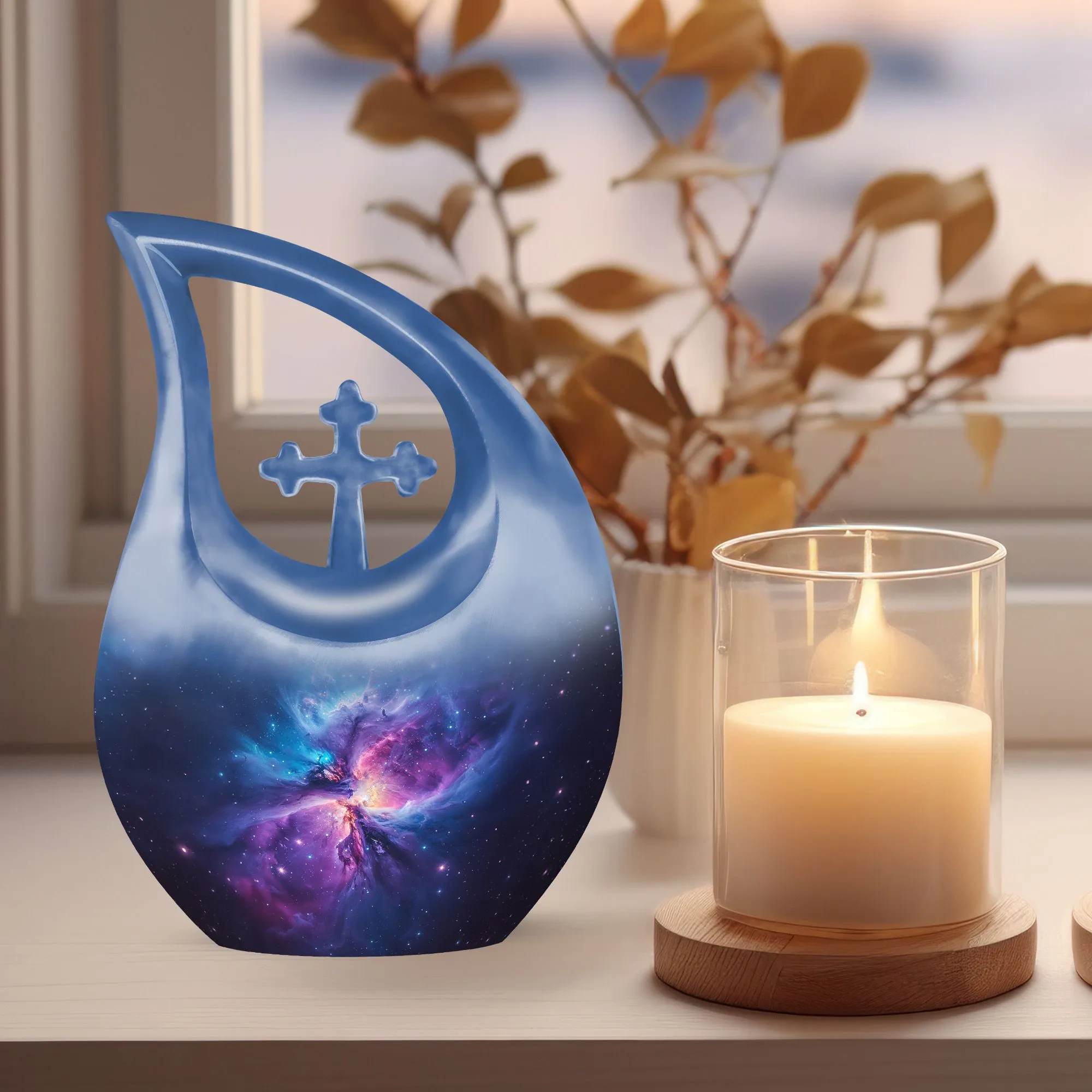 Galaxy Urn: An Exquisite Cross-Drop Mini Memorial for Loved Ones