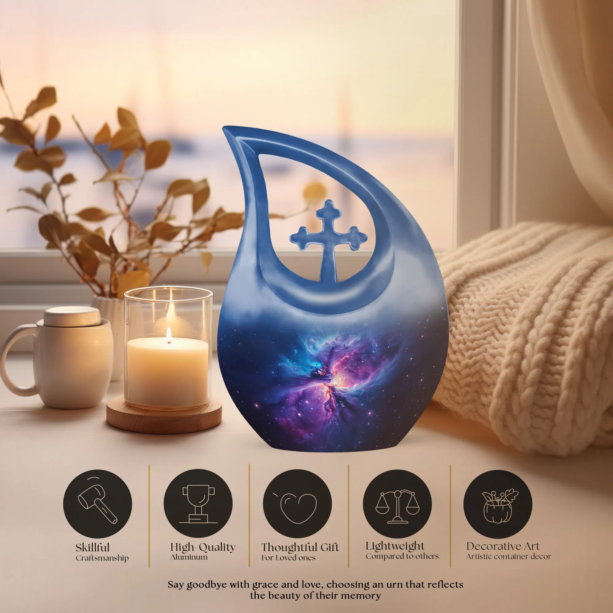 Galaxy Urn: An Exquisite Cross-Drop Mini Memorial for Loved Ones