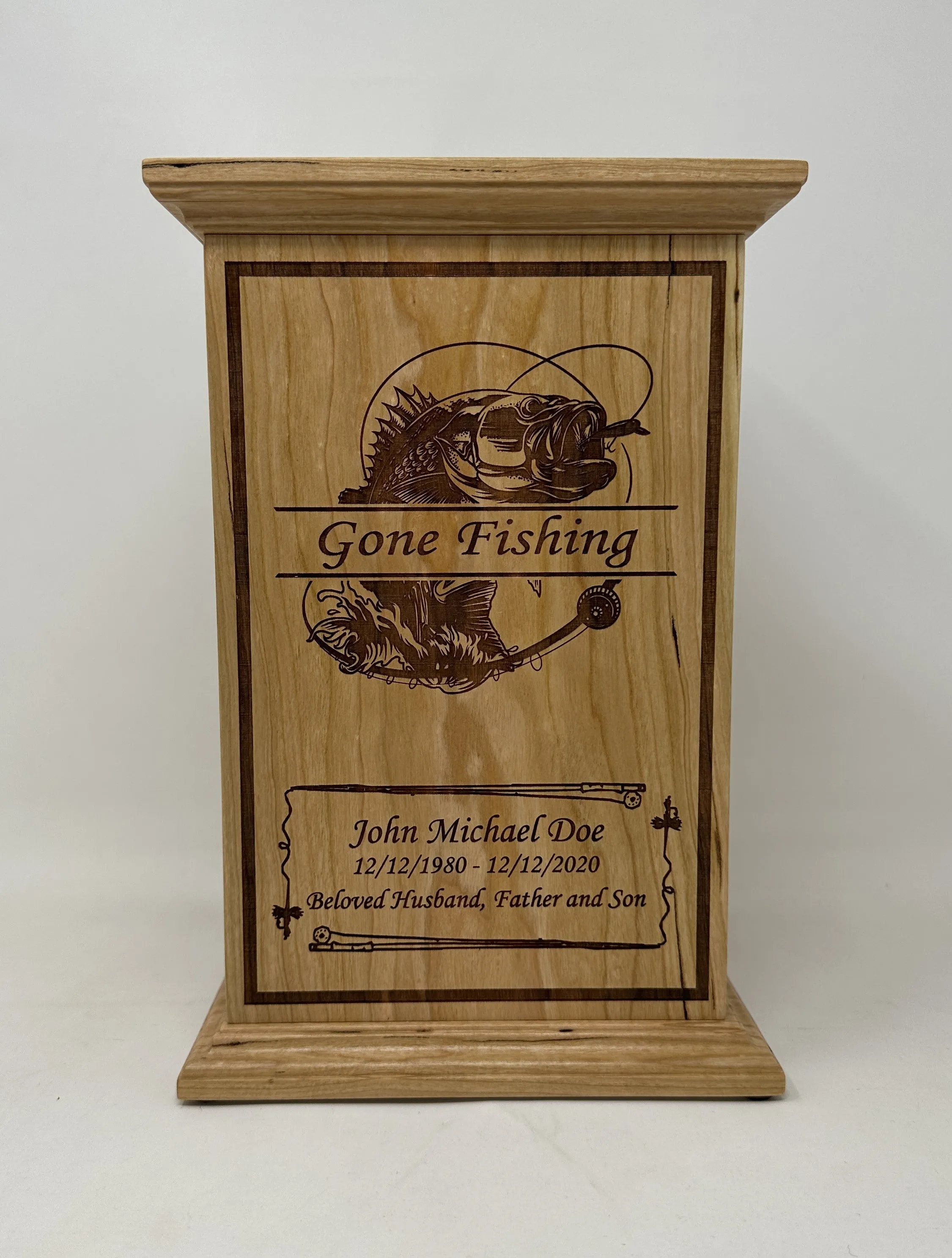 Gone Fishing Urn in Cherry